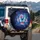Blue Morpho Butterfly Pink Flowers Swirling Leaves - Wildlife Lover Home Decor Gift Spare Tire Cover - 3