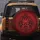 Interwoven Black Tribal Flame Swirls Crimson Red Background - Car Enthusiast Gift Spare Tire Cover - 5