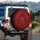 Interwoven Black Tribal Flame Swirls Crimson Red Background - Car Enthusiast Gift Spare Tire Cover - 3