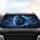 Lion Head Glowing Electric Blue Eyes Lightning Stormy Sky - Wildlife Lover Gift Car Sunshade - 4