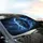 Lion Head Glowing Electric Blue Eyes Lightning Stormy Sky - Wildlife Lover Gift Car Sunshade - 6