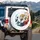 Roaring White Tiger Golden Mane Japanese Waves Fire - Wildlife Lover Gift Spare Tire Cover - 3