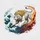 Roaring White Tiger Golden Mane Japanese Waves Fire - Wildlife Lover Gift Spare Tire Cover - 6
