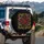 Lush Blooming Roses Rosebuds Foliage Golden Baroque Scrollwork Accents Spare Tire Cover - 3