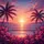 Shimmering Tropical Ocean Sunset Palm Trees Dramatic Pink Purple Sky Spare Tire Cover - 6