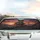 Cowboy Frog Playing Guitar Gnarled Branch Fireflies Sunset Sky - Wildlife Lover Gift Car Sunshade - 5
