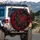 Deep Red Roses Dark Green Foliage Black Background - Everyday Elegant Decor Gift Spare Tire Cover - 3