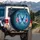 Iridescent Blue Morpho Butterfly Pink Hibiscus Glowing Swirls Celestial - Wildlife Lover Spare Tire Cover - 3
