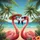 Flamingos Straw Hat Sunglasses Tropical Beach - Beach Life Gift for Flamingo Lovers Spare Tire Cover - 6