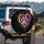 Black Neon Rainbow Heart Paw Prints - Pet Owner Lifestyle Vehicle Accessory Spare Tire Cover - 3