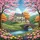 Cream House River Bridge Green Hill Flowers Trees Sky Scene Decor Gift Spare Tire Cover - 6
