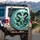 Black Eastern Dragons Jade Teal Mist Pagoda - Fantasy Decor Gift Spare Tire Cover - 3