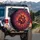 Sphere Discs Cluster Paint Splatters Crimson Orange Teal Swirls Spare Tire Cover - 3