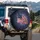 Grand Waving American Flag Starburst - Deep Red White Blue Independence Day Decor Spare Tire Cover - 3