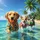 Happy Wet Dogs Hawaiian Shirts Tropical Beach - Dog Lover Beach Day Gift Spare Tire Cover - 6