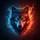 Majestic Split-Face Wolf Ornate Diadem Swirling Smoke Flames - Fantasy Lover Gift Spare Tire Cover - 6