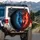 Majestic Split-Face Wolf Ornate Diadem Swirling Smoke Flames - Fantasy Lover Gift Spare Tire Cover - 3