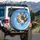 Curious Three Cats Scruffy Dog Floating Clouds Blue Sky - Decor Gift for Pet Lovers Spare Tire Cover - 3