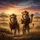 Two Lions in Sunglasses Savanna Sunset Mountains - Adventure Wildlife Gift Spare Tire Cover - 6
