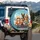 Tabby Cats Golden Retriever Driving Snowy Mountains - Road Trip Adventure Pet Lover Gift Spare Tire Cover - 3