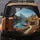Autumn Mountain Lake Cabin Dahlias Asters - Nature Lover Gift Spare Tire Cover - 5