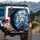 Majestic White Lion Orange Eyes Blue Lightning Stormy Sky - Wildlife Lover Gift Spare Tire Cover - 3