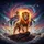 Majestic Fiery Lion Volcanic Rock Temple Cosmic Galaxy Nebula - Fantasy Adventure Gift Spare Tire Cover - 6