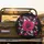 Fuchsia Magenta Floral Rose Deep Black Leaf Starburst Spare Tire Cover - 2