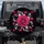 Fuchsia Magenta Floral Rose Deep Black Leaf Starburst Spare Tire Cover - 1