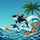 Leaping Orca Whales Tropical Ocean Waves Palm Hibiscus - Wildlife Lover Gift Spare Tire Cover - 6
