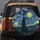 Dark Cypress Tree Swirling Night Sky Crescent Moon Stars Village - Star Gazer Gift Spare Tire Cover - 5