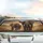 Two Majestic African Elephants Golden Hour Savanna Landscape - Wildlife Lover Gift Car Sunshade - 5