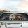 Black White Caramel Poodles Bows & Collars Teal Charcoal Background - Pet Lover Car Decor Gift Car Sunshade - 5