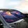 Howling Wolf Golden Moon, Fantasy Flowers, Mountain Landscape - Wildlife Lover Gift Car Sunshade - 6