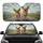 Expressive Smiling Chihuahuas Gold Chain Open Road Drive - Sun-Drenched Travel Dog Lover Gift Car Sunshade - 1