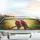 Scarlet Macaw Parrots Tropical Branch Hibiscus Flowers Sun-Drenched - Wildlife Lover Gift Car Sunshade - 5