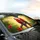 Scarlet Macaw Parrots Tropical Branch Hibiscus Flowers Sun-Drenched - Wildlife Lover Gift Car Sunshade - 6