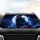 Black Wolf Neon Streaks Luminous Moon - Night Drive Gift Car Sunshade - 4