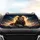 Regal Lion Golden Moon Stars Swirling Clouds Cosmic Night Sky - Wildlife Lover Gift Car Sunshade - 4