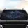 Dark Metallic Blue Triangular Polygonal Facets Golden Glowing Lines Car Sunshade - 4