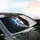 Split Wolf Head White Black Fur Electric Blue Red Eye - Wildlife Lover Gift Car Sunshade - 6