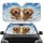 Golden Retrievers Squinting Tongue Out Blue Sky - Dog Lover Gift Car Sunshade - 1