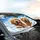 Golden Retrievers Squinting Tongue Out Blue Sky - Dog Lover Gift Car Sunshade - 6