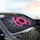 Pink Sunflowers Hummingbirds Dark Twilight Sky - Wildlife Lover Gift Car Sunshade - 6