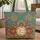 Geometric Botanical Mandala Folk Art Floral Hoop - Everyday Tote Quilted Tote Bag - 1