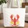 Bright Red Lobster Yellow Lemon Slices Ocean Waves Name Scroll - Coastal Lifestyle Gift Quilted Tote Bag - 1