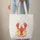 Bright Red Lobster Yellow Lemon Slices Ocean Waves Name Scroll - Coastal Lifestyle Gift Quilted Tote Bag - 6