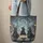 Cloaked Witch Figures Gothic Night Glowing Stars Vintage Streetlights - Home Decor Gift Quilted Tote Bag - 6