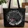 Personalized Roaring Black Panther Head Cracked Background - Wildlife Lover Gift Quilted Tote Bag - 1