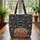 Ornate Camper Van Floral Vines Personalized Name - Traveler Gift Quilted Tote Bag - 3